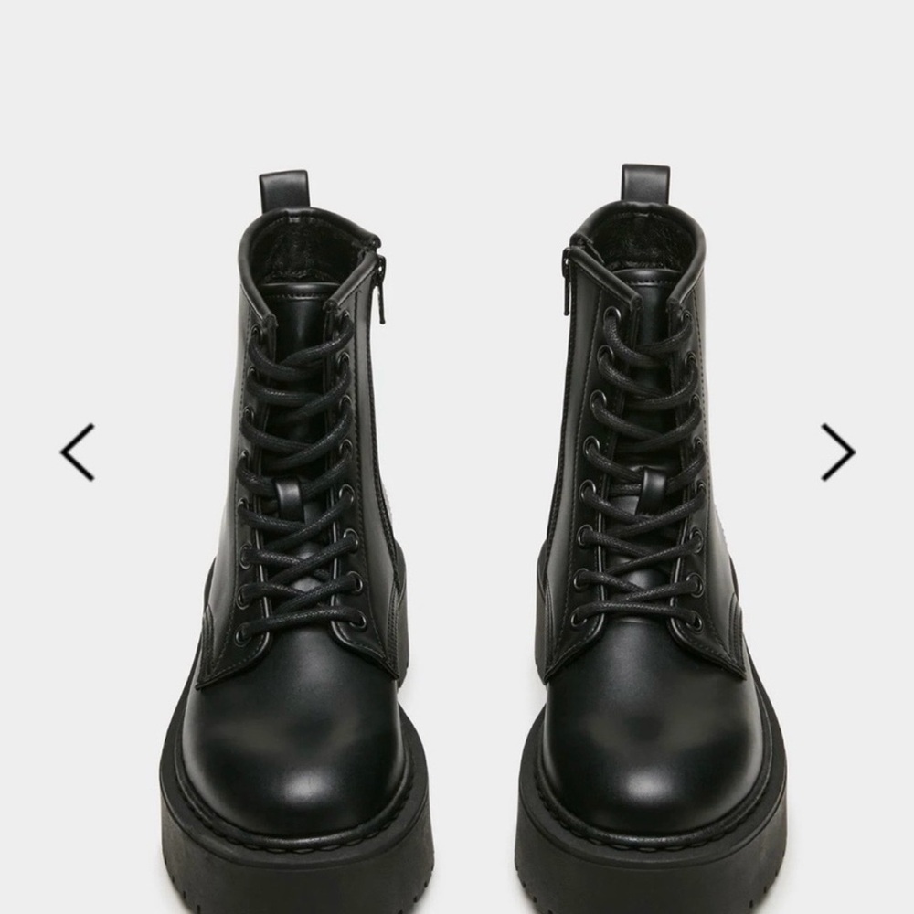 Steve Madden Buffy Black Platform Combat Boots Side Zip Vegan Leather NWOB - Picture 10 of 10
